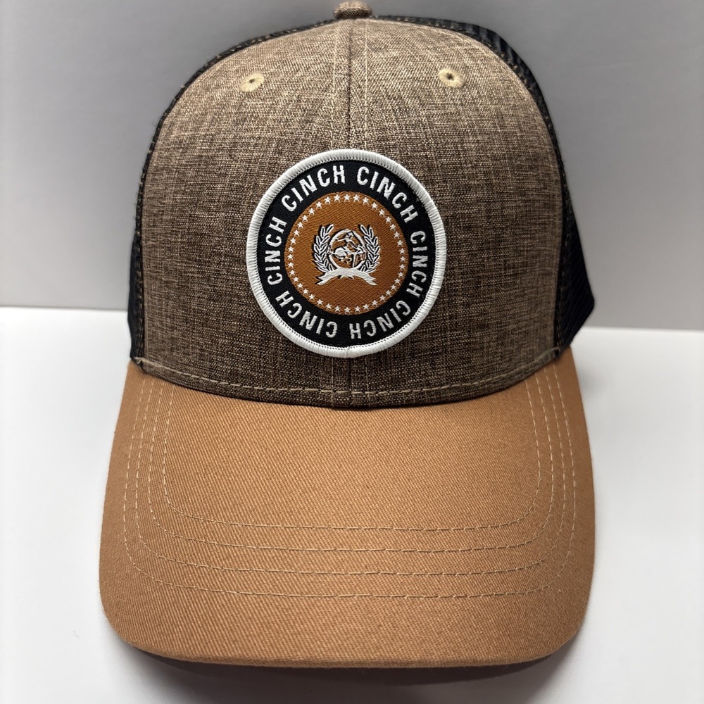 Cinch SnapBack Brown Trucker Cap Brown Black Mesh Hat Western Workwear
